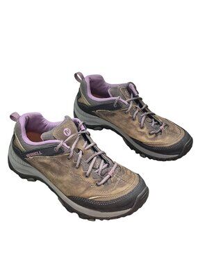 Merrell Brindle Hiking Shoes Women’s Size 8.5 Purple Tan Lace Up Outdoor